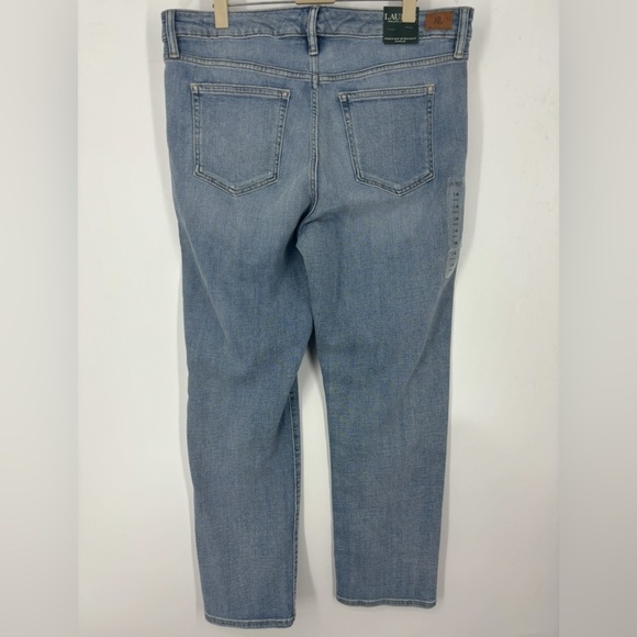 NWT Ralph Lauren Premier Straight Ankle Silver Stripe Blue Jeans 14 - Picture 2 of 3